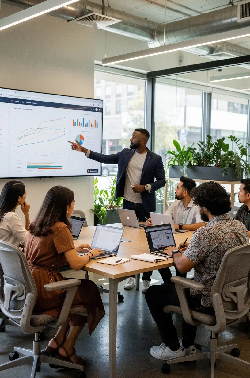 Close-up of a professional workspace featuring a laptop, notebook, and smartphone arranged for efficient task management.